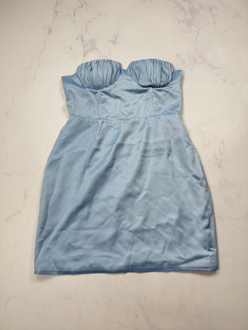 Naked Wardrobe Statement Mini Dress Light Blue Modern Romantic - Womens M
